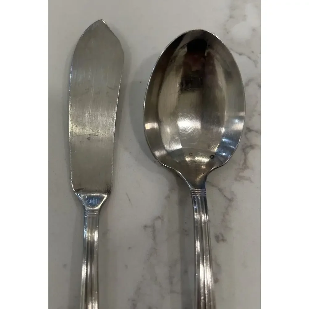 Vtg Set Oneida Community CORONATION 1936 Silver Plate Sugar Spoon & Butter Knife